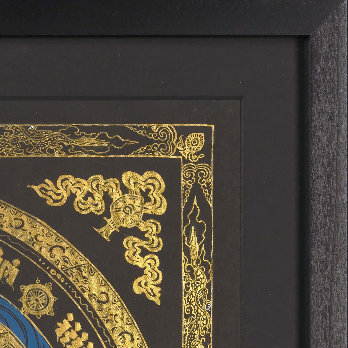 Kalachakra Mandala, Black and Gold | Tibetan Thangka