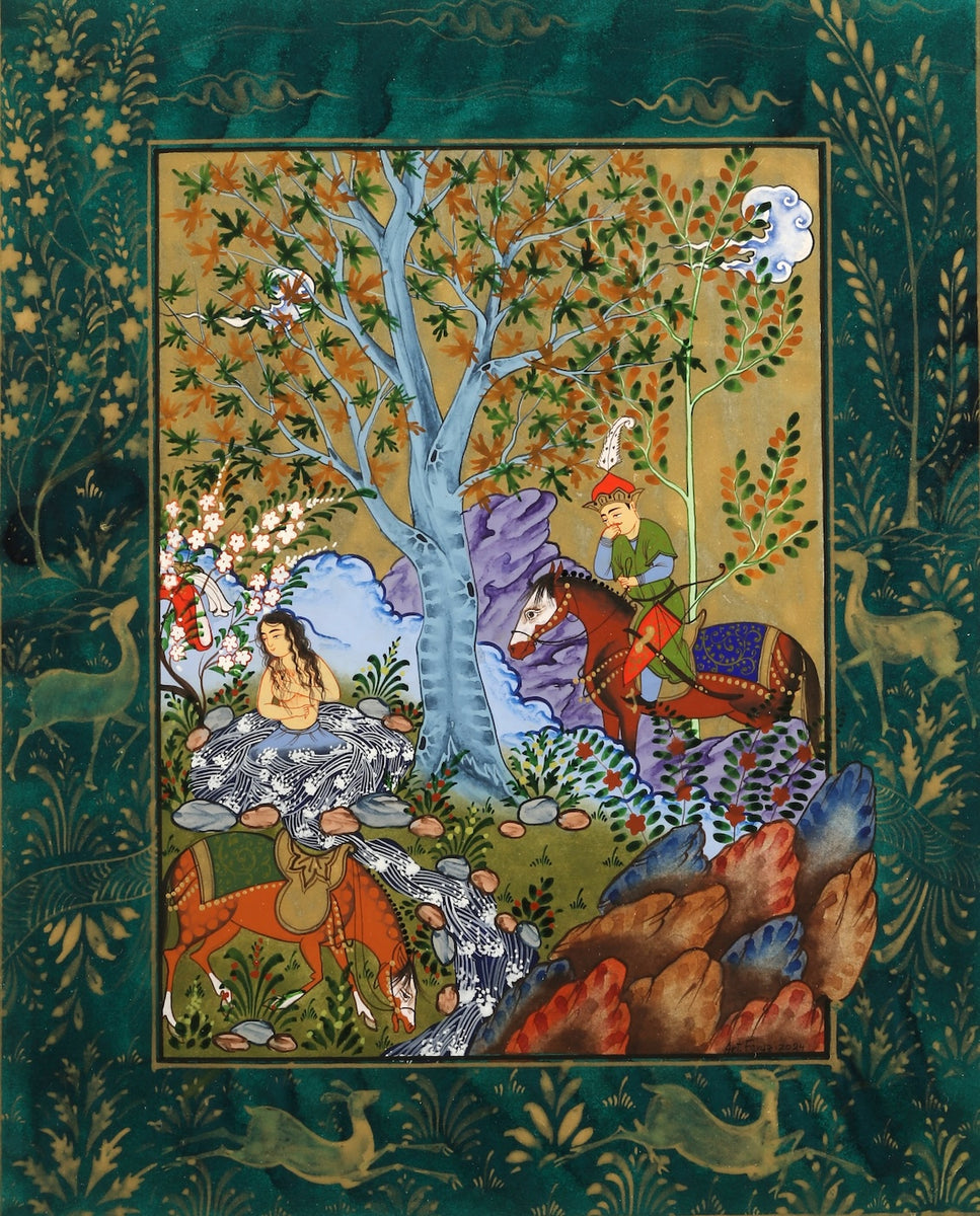 Persian miniature painting Khosrow and Shirin Feruz Temirov