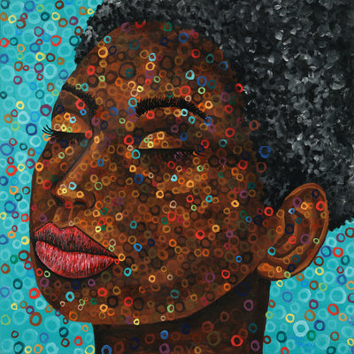 Black Women's Art. Beautiful African woman portrait. "Daydreaming (Print)" by Tsholo Motong from South Africa