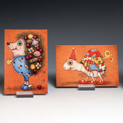 Two Ukrainian postcards featuring a hedgehog and a turtle, designed by artist Alyona Krutogolova, showcasing cute animal artwork.