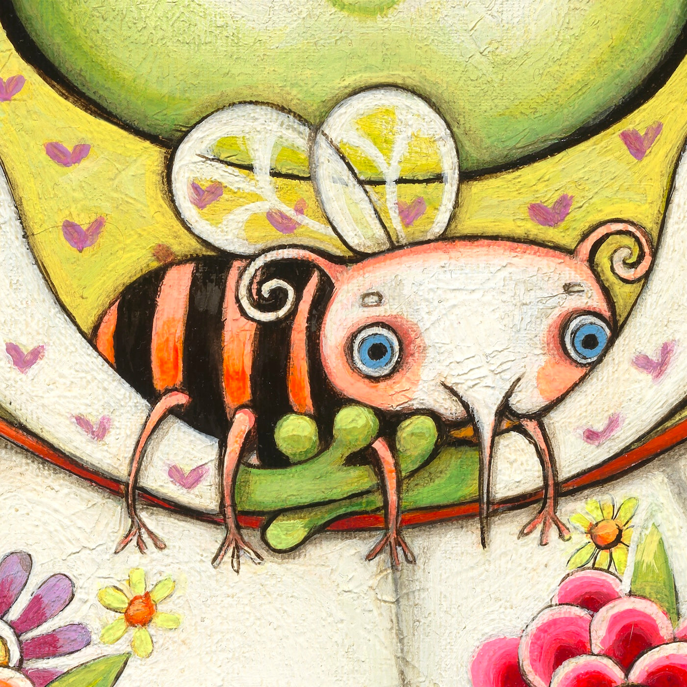 A noble frog with its pet on a walk