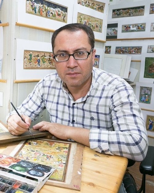 Persian miniature artist Feruz Temirov from Bukhara, Uzbeksitan