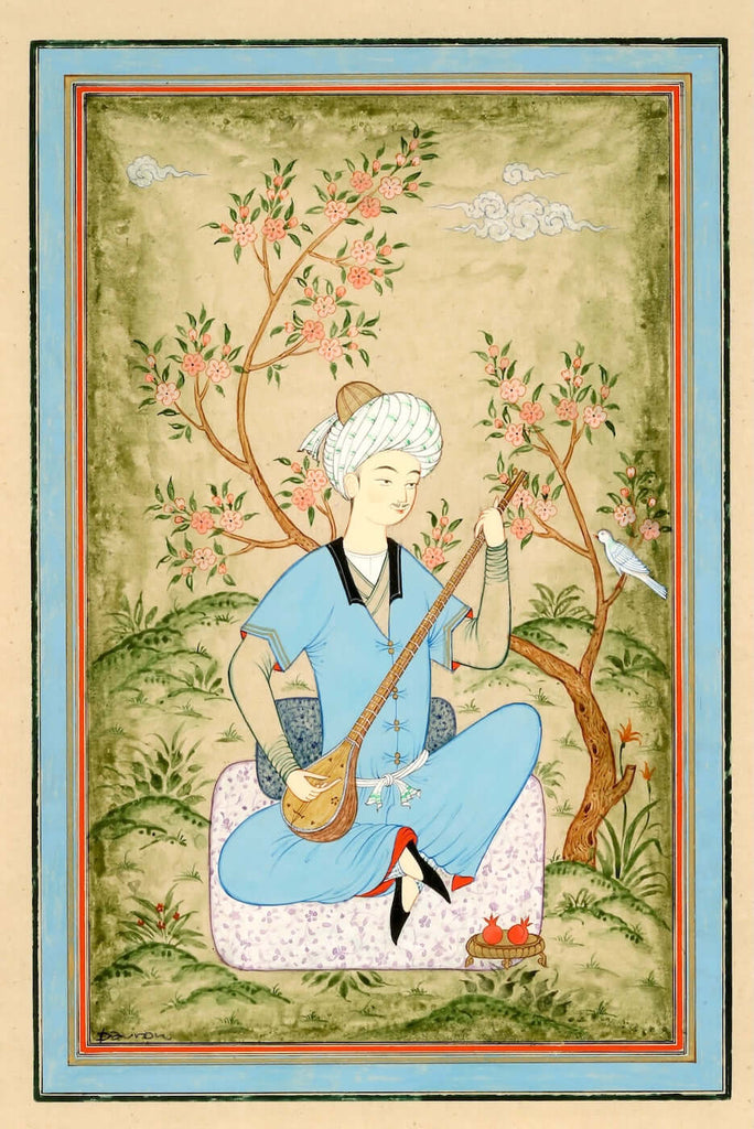 Persian miniature - Young Man with Dutar - Davron Toshev