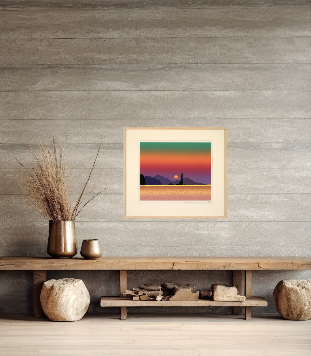 Japanese landscape art - Sunset over the Sea of Japan (Candle