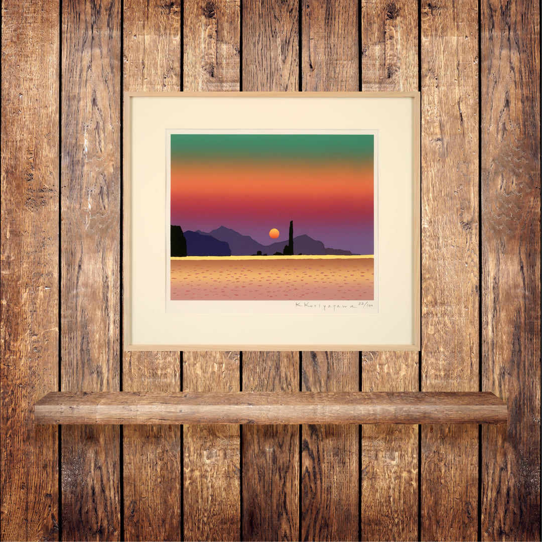 Japanese landscape art - Sunset over the Sea of Japan (Candle