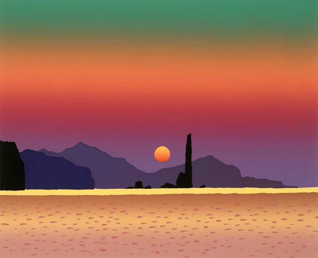 Japanese landscape art - Sunset over the Sea of Japan (Candle