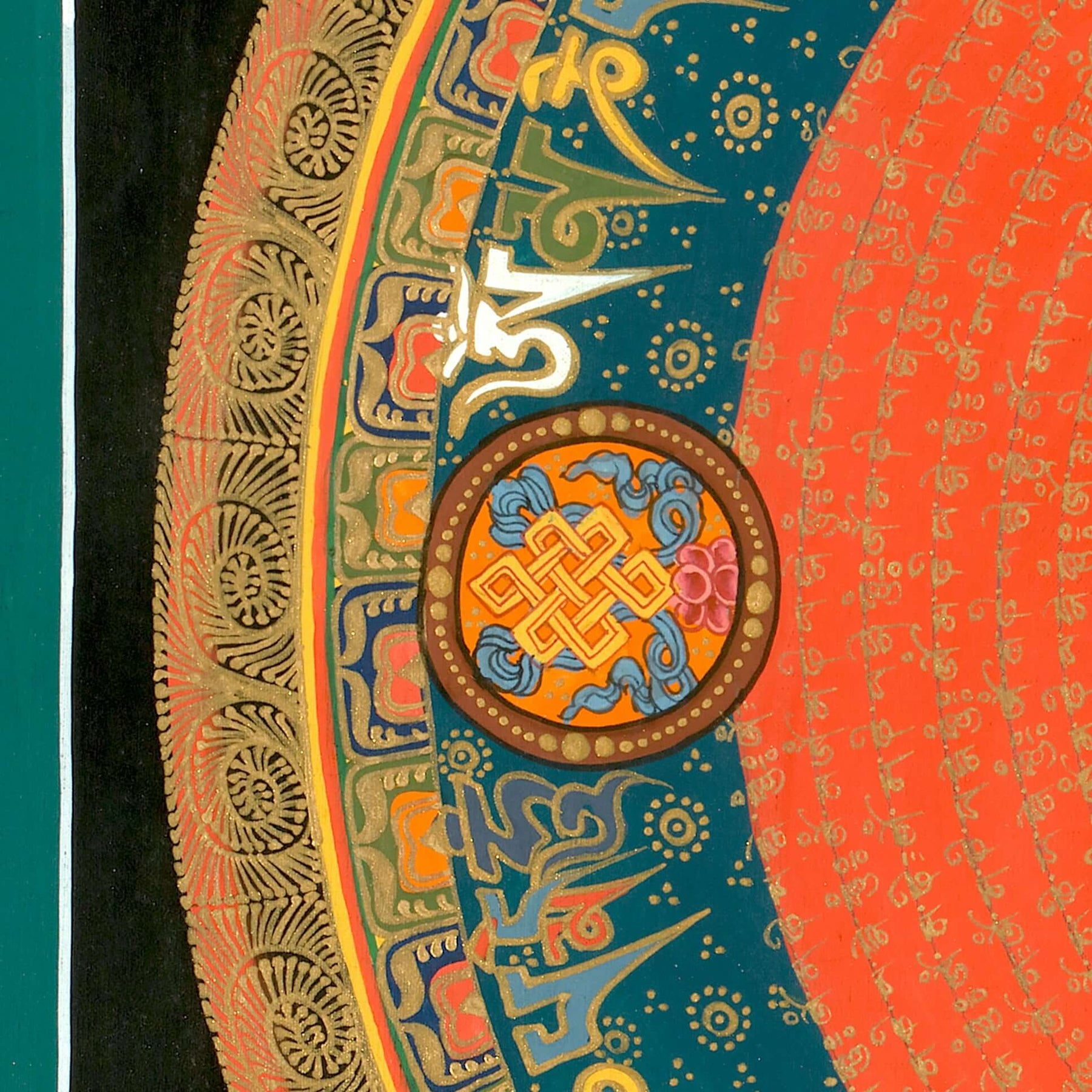 Huge 40-Inch Hand-Painted Tibetan Thangka Mandala - Original Buddha Art On Cotton Canvas, Unframed