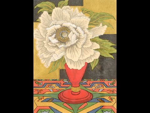 Framed Japanese woodblock prints - White Peony - Yowsaku Sekino