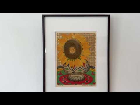Framed Japanese woodblock prints - Turkish Sunflower - Yowsaku Sekino