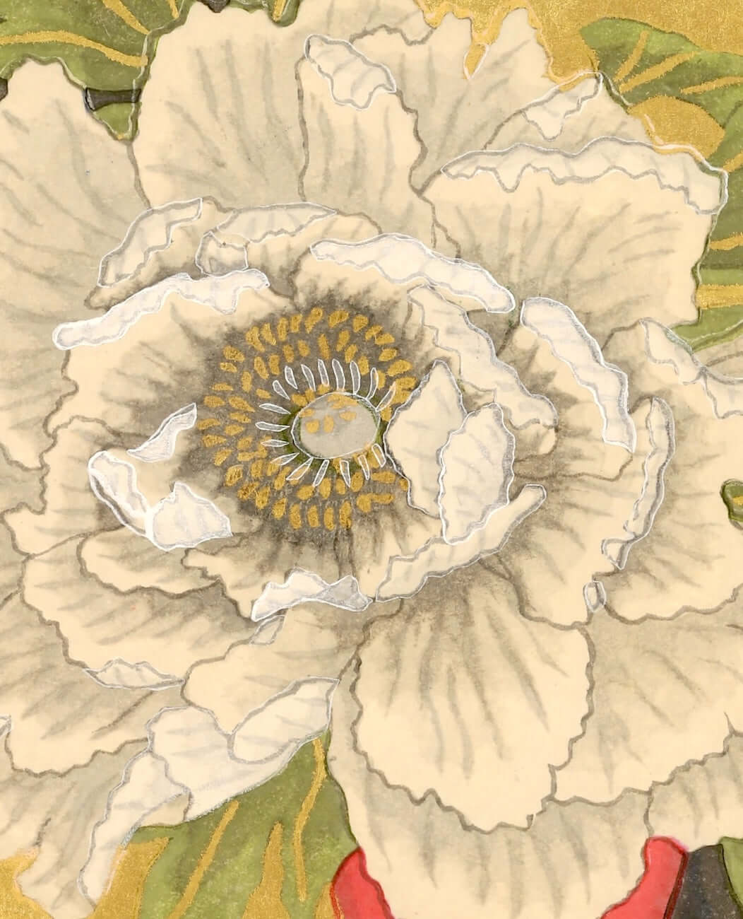 【牡丹とpeony】昭和日和その弐 Framed Japanese woodblock prints - White Peony - Yowsaku Sekino