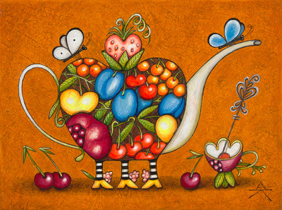 Children room art for sale by Ukrainian artist. Fruit tea still life