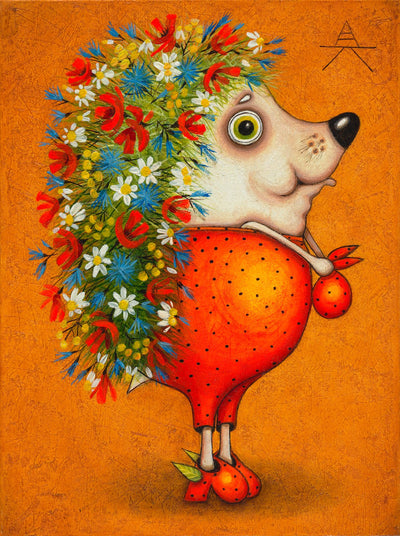 Children room art for sale by Ukrainian artist. Colorful and cute hedgehog