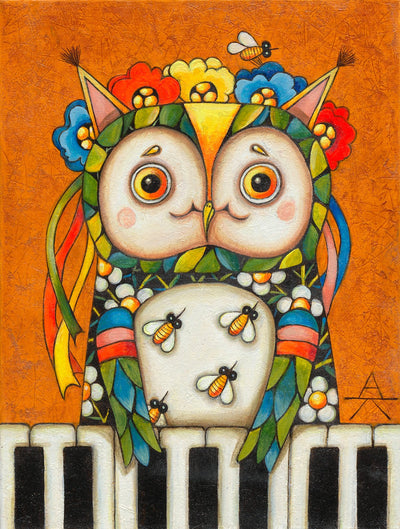 Children room art for sale by Ukrainian artist. Colorful and cute Kiev owl