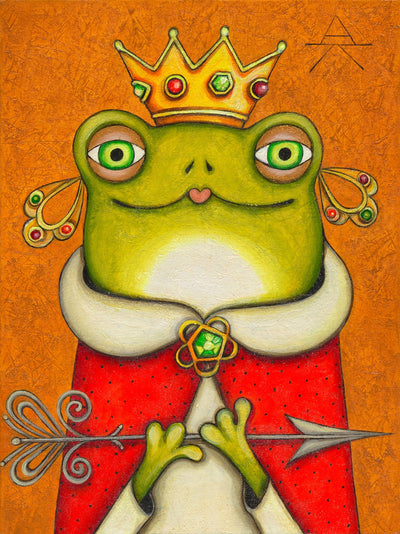 Children room art for sale by Ukrainian artist. Proud quarantine frog queen
