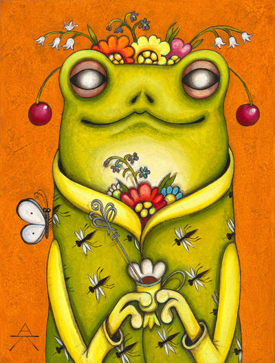Children room art for sale by Ukrainian artist. Romantic summer frog