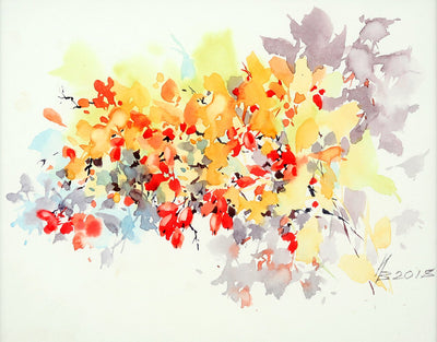 Watercolor garden art for sale by Inna Petrashkevich from Belarus. The feeling of autumn