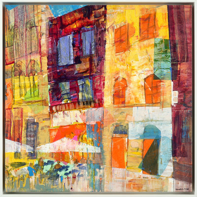 Israeli Art for sale. Cafe in San Gimignano (Print) by Tavalina, an Israeli contemporary abstract artist. Only at Art House SF. Canvas Print.