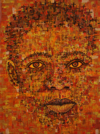 Portrait of an African boy.  South African artist from Johannesburg, South Africa