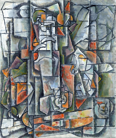 Cubism paintings by American artist for sale. Grey and orange still life