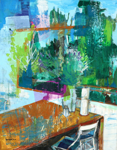 Israeli Art for sale. Kitchen by Tavalina, an Israeli contemporary abstract artist. Only at Art House SF. Acrylic on canvas.
